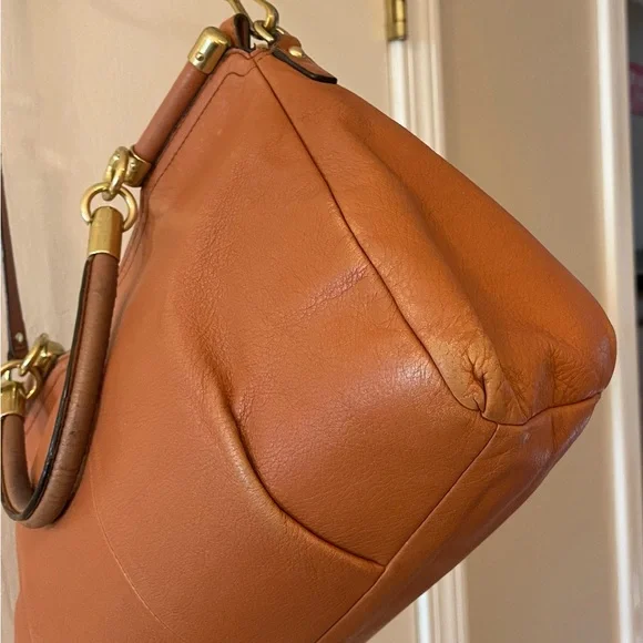 Coach Carrie Satchel in Cognac Leather with Gold Brass Accents - Picture 6 of 16